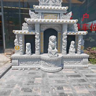 湘潭芝麻白中国黑石材套墓 花岗岩墓碑