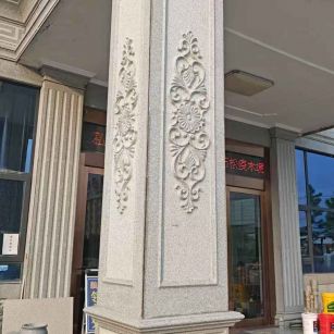 湘潭芝麻白别墅雕刻柱子  黄金麻